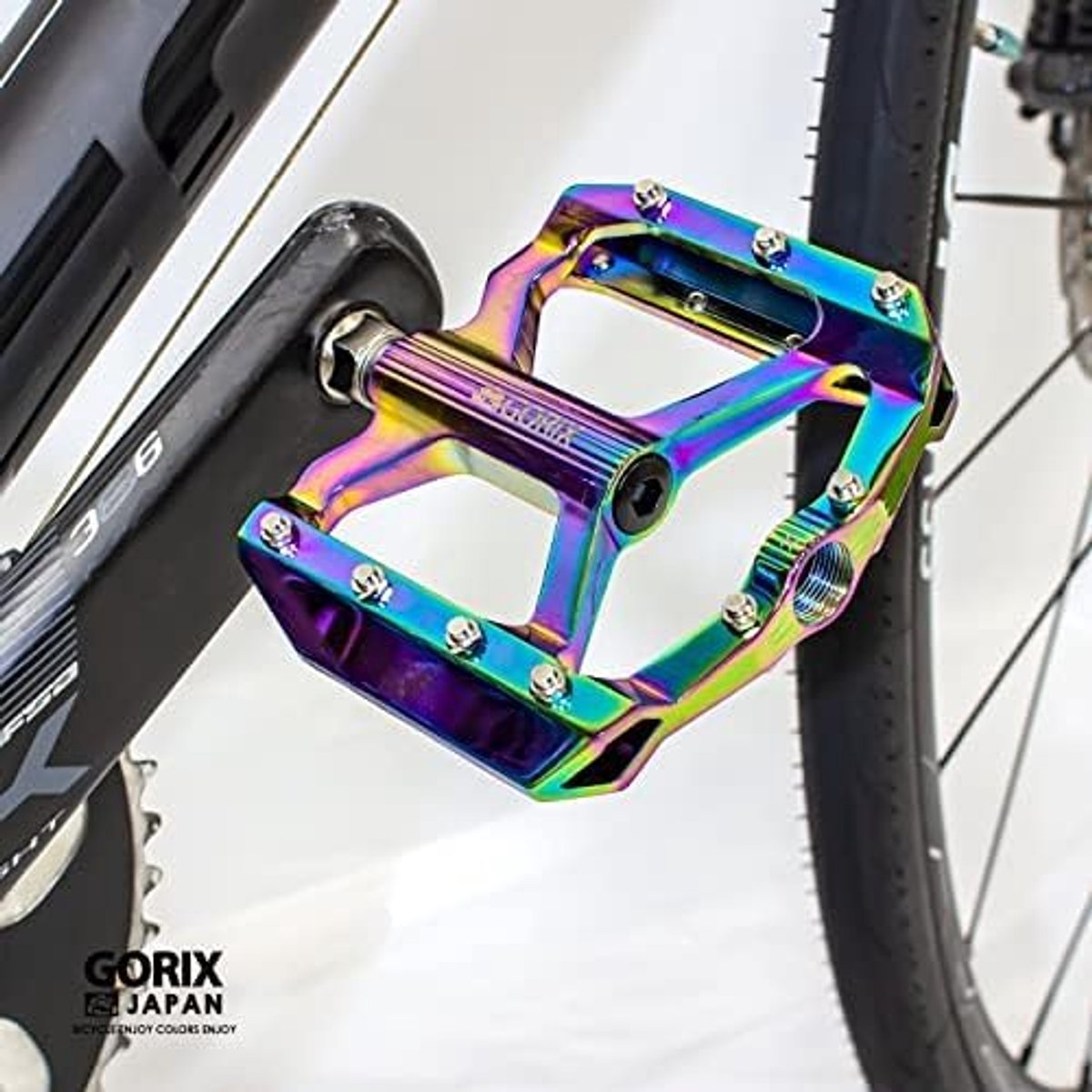 GORIX Bicycle Flat Pedals Wide CNC Lightweight with Non-slip Pin Spike Oil Slick Road Mountain MTB Bicycle (GX-FY001) - ShopVlot