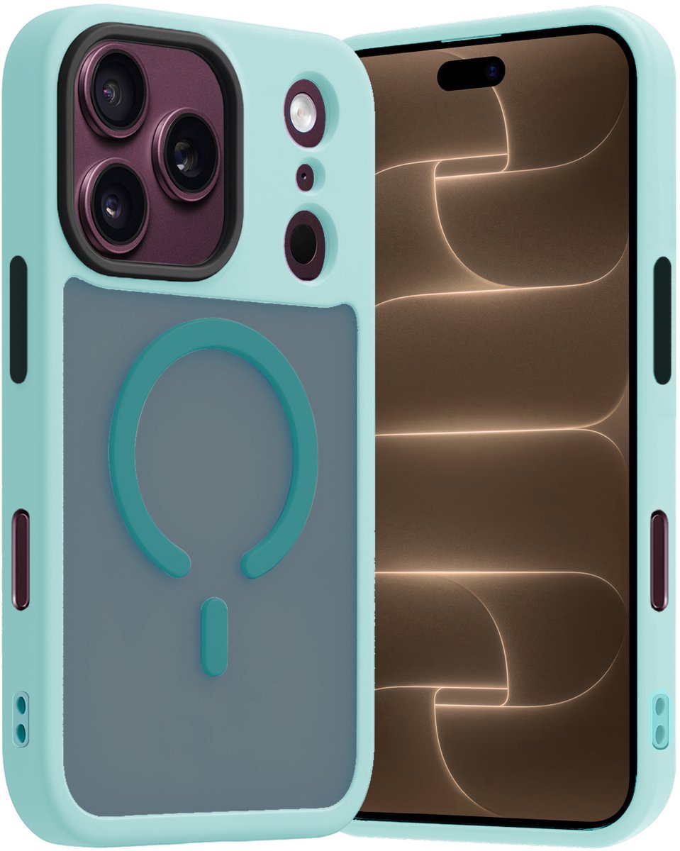 Hoes - Geschikt voor Apple iPhone 18 Pro - Magsafe Compatible - Sterk & Shockproof - Back Cover - Shock Proof Case - Telefoon Hoesje Shockproof - Lichtblauw