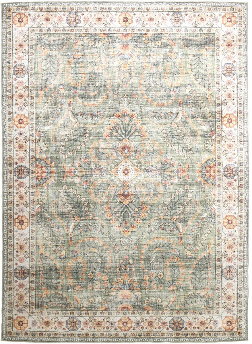 FRAAI Vintage buitenkleed - Santo Flora Olijfgroen - 120x170cm