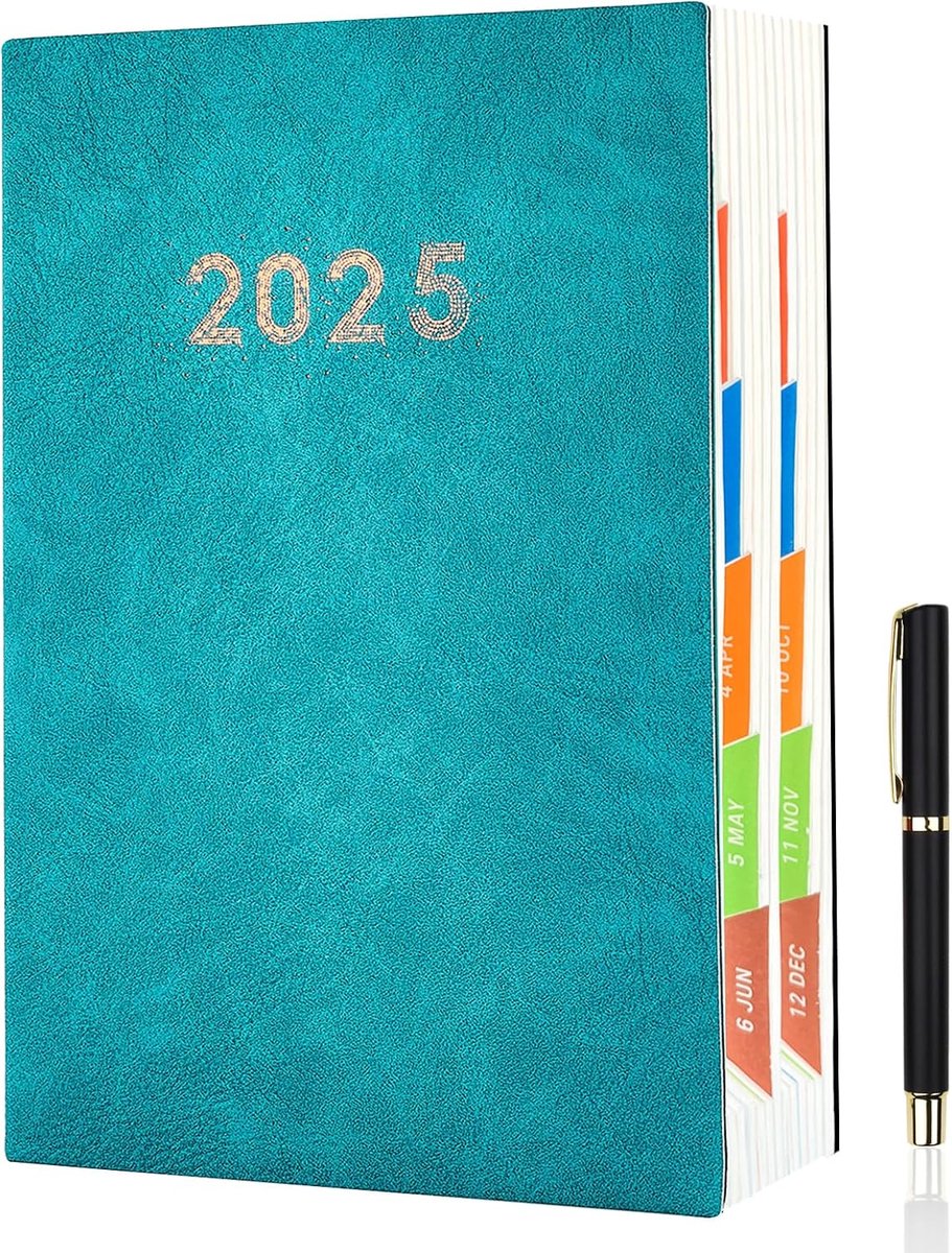 Calendar 2025, page per day, A5, diary 2025, daily planner 2025, with colourful monthly overview, diary 2025, with pen - ShopVlot