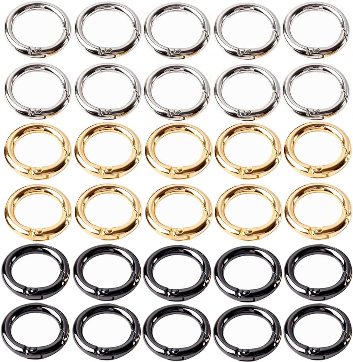 Zinklegering karabijnhaak rond goud 30 stuks zakken sluiting boekringen - ShopVlot