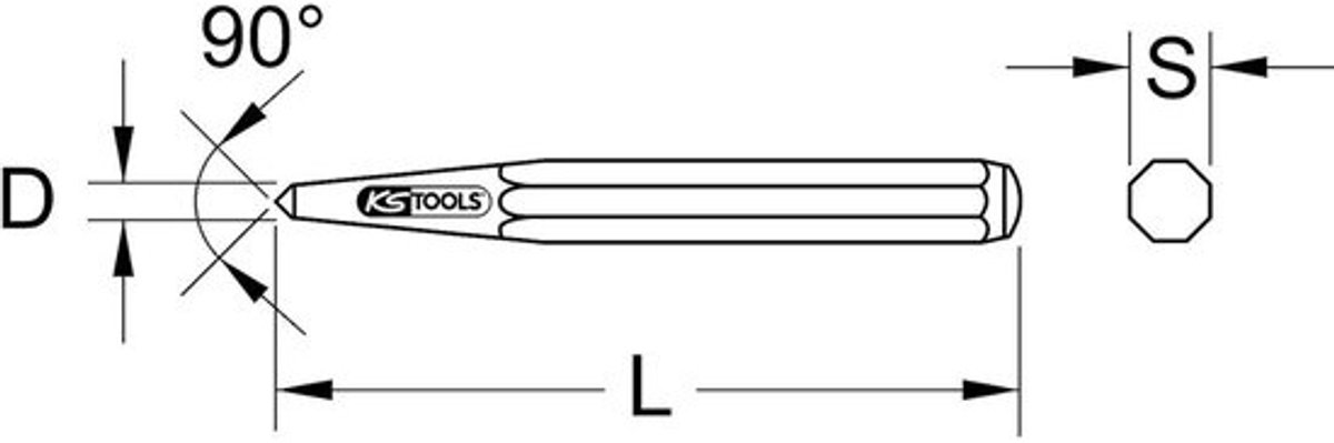 Centerpons - Markeerpons met punt - Voor nauwkeurig markeren - Gehard werkvlak - 5 mm, 120 mm - Goudkleurig