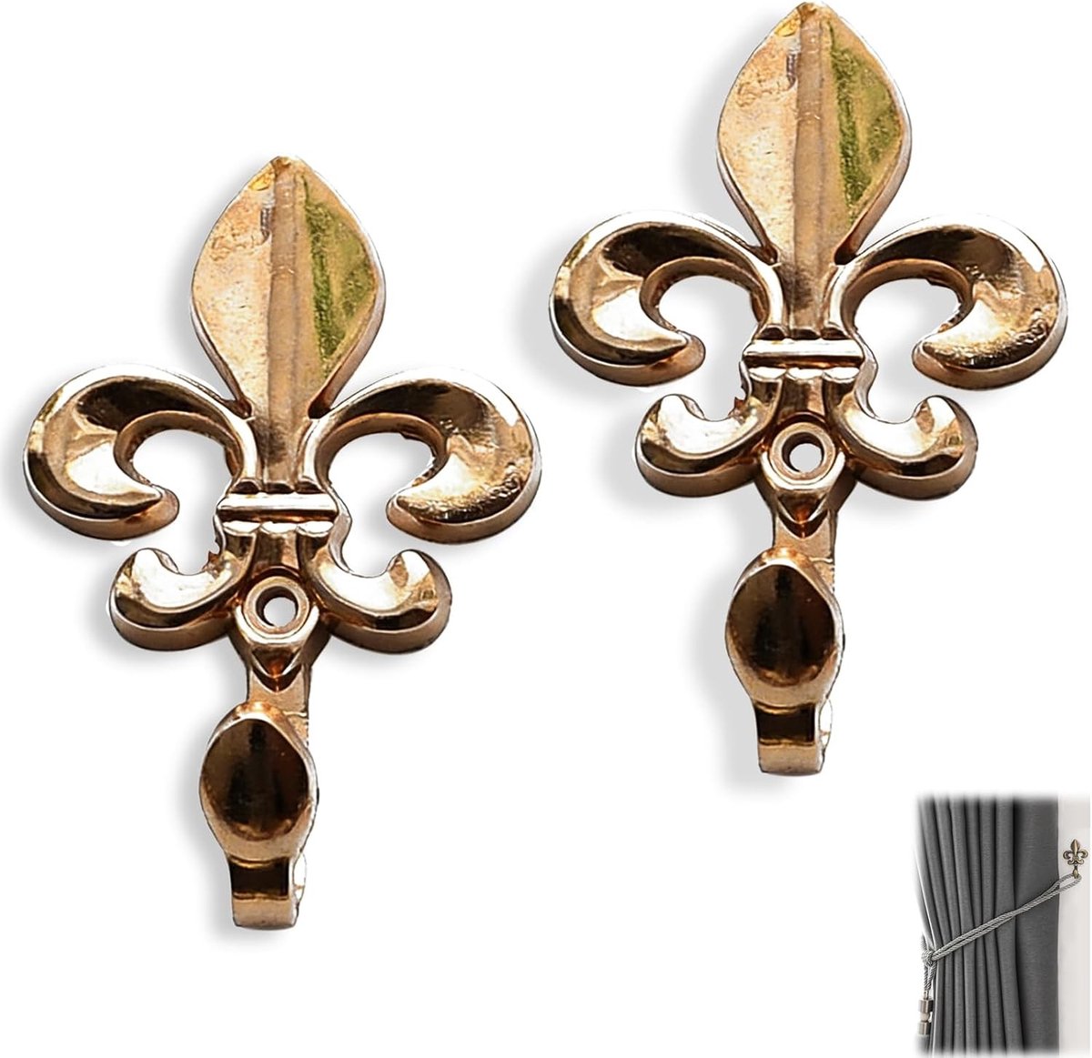 Vintage Lichtmetalen Muurhaken voor Gordijnen, Roestvrij en Corrosiebestendig, Ideaal voor Keuken, Badkamer en Woonkamer, Perfect voor Jassen, Tassen en Sleutels