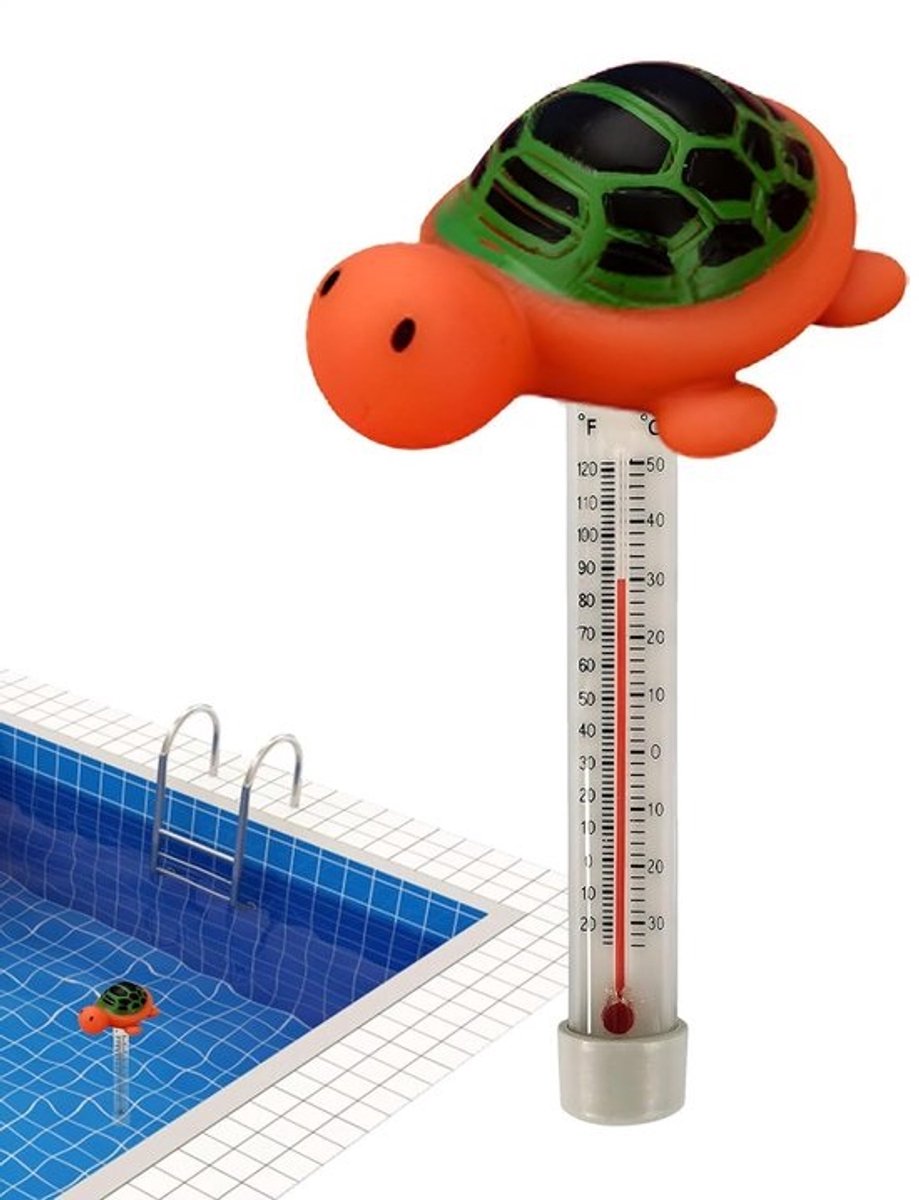 Zwembadthermometer - Vijverthermograaf - Watertemperatuur - Drijvend - met koord - 22 x 7 x 6 cm