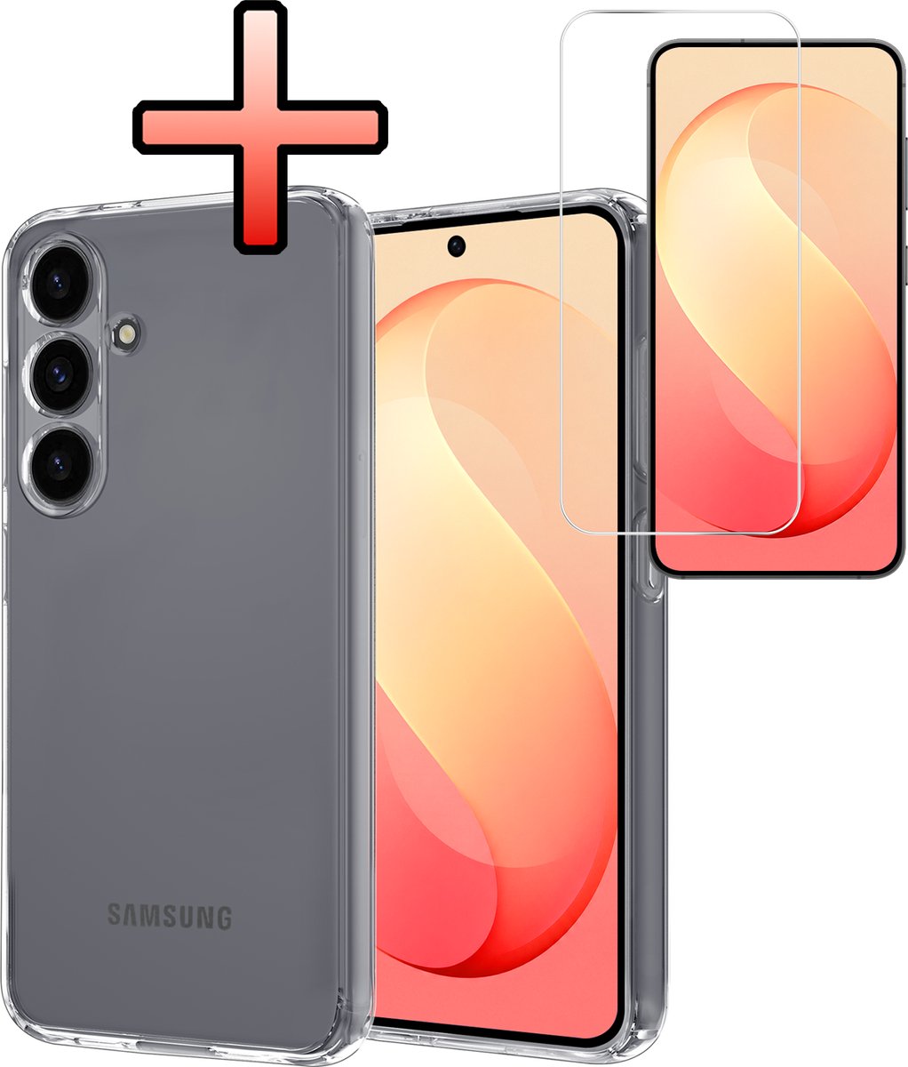 Hoesje - Met Screenprotector - Geschikt voor Samsung Galaxy S26 FE - Sterk & Shockproof - Back Cover - Siliconen Case - Telefoon Hoes - Transparant