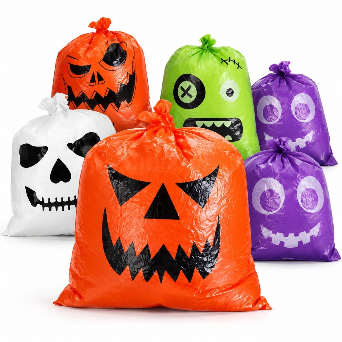 VHV - 18 Stuks Halloween Vuilniszakken - Tuinafvalzak - Tuinafvalzak opvouwbaar - Tuinafvalzakken - Grote Herbruikbaar - Halloween Decoratie - Plastic Zakjes - Halloween Accessoires - Feest Decoratie - Feestartikelen