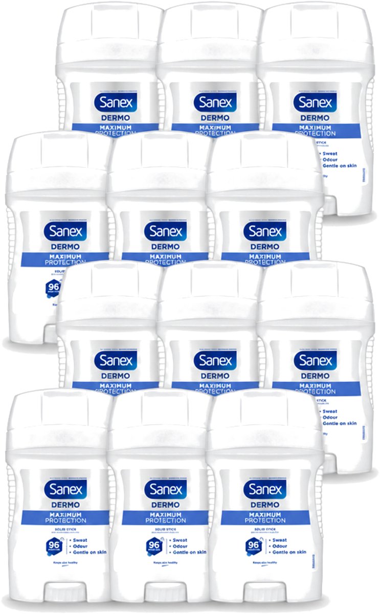 12 x Sanex – Deodorant Stick – Maximum Protection 96H – 50 ml - Voordeelverpakking - 12 stuks