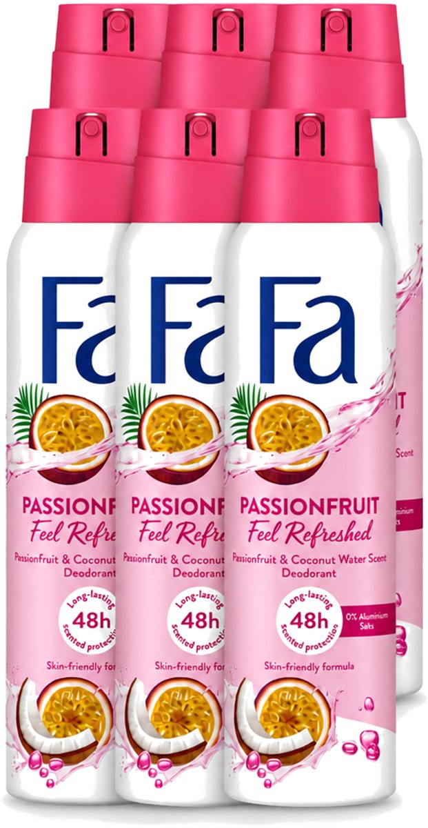 6 x Fa – Deodorant Spray – Passion Fruit – 150 ml - Voordeelverpakking - 6 stuks