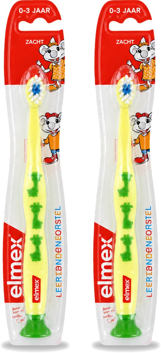 2 x Elmex - Tandenborstel - Leertandenborstel Zacht (0-3 jaar) - Peuterverzorging - 1 tandenborstel - Voordeelverpakking - 2 stuks