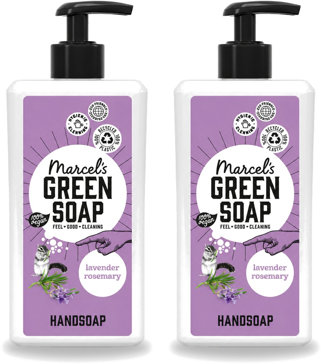 2 x Marcel's Green Soap - Handzeep - Lavender & Rozemarijn - Voor dagelijks gebruik - 500 ml - Voordeelverpakking - 2 stuks