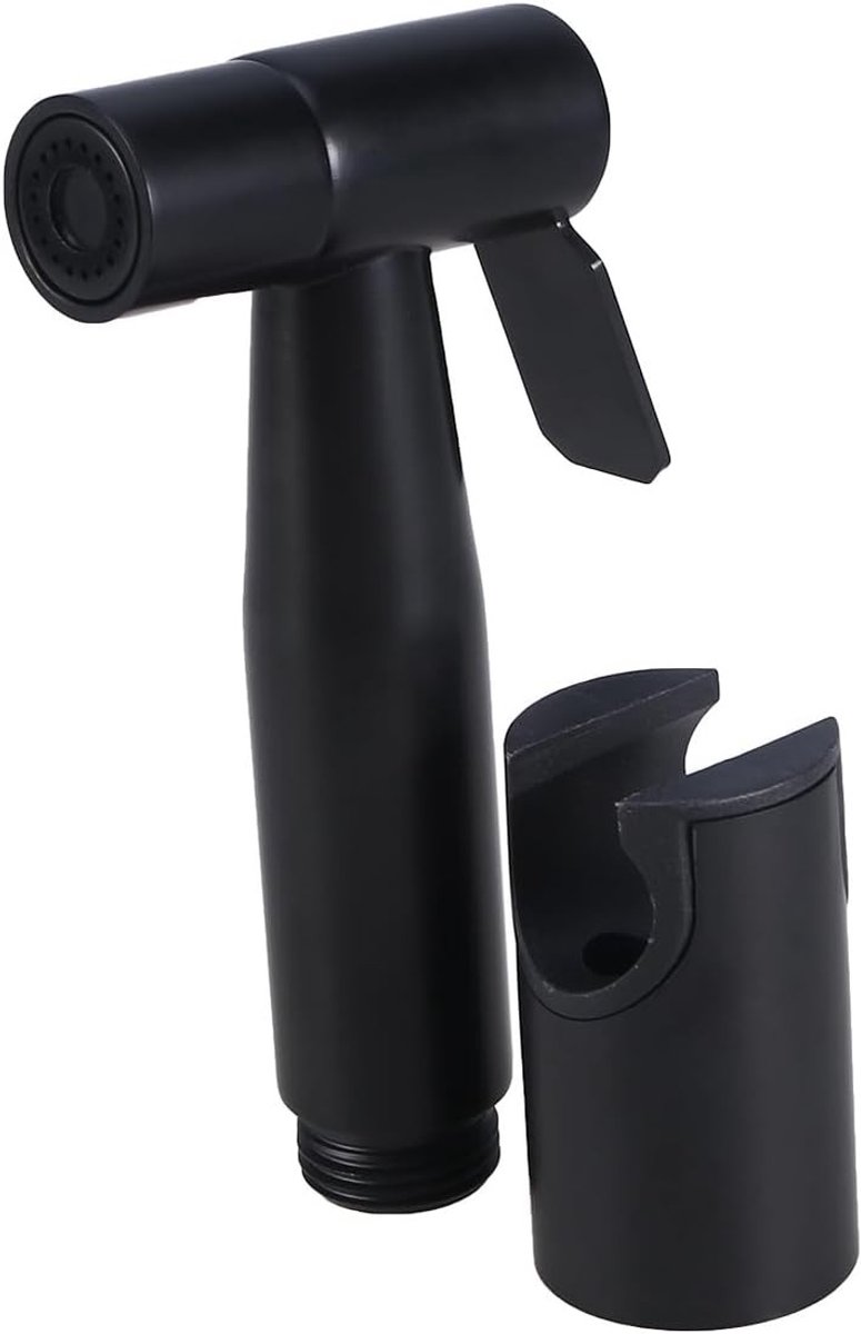 Handdouche voor WC en Bidet - RVS Douchekop met Houder voor Badkamer - Zwart Mat, Hygiënisch en Compact