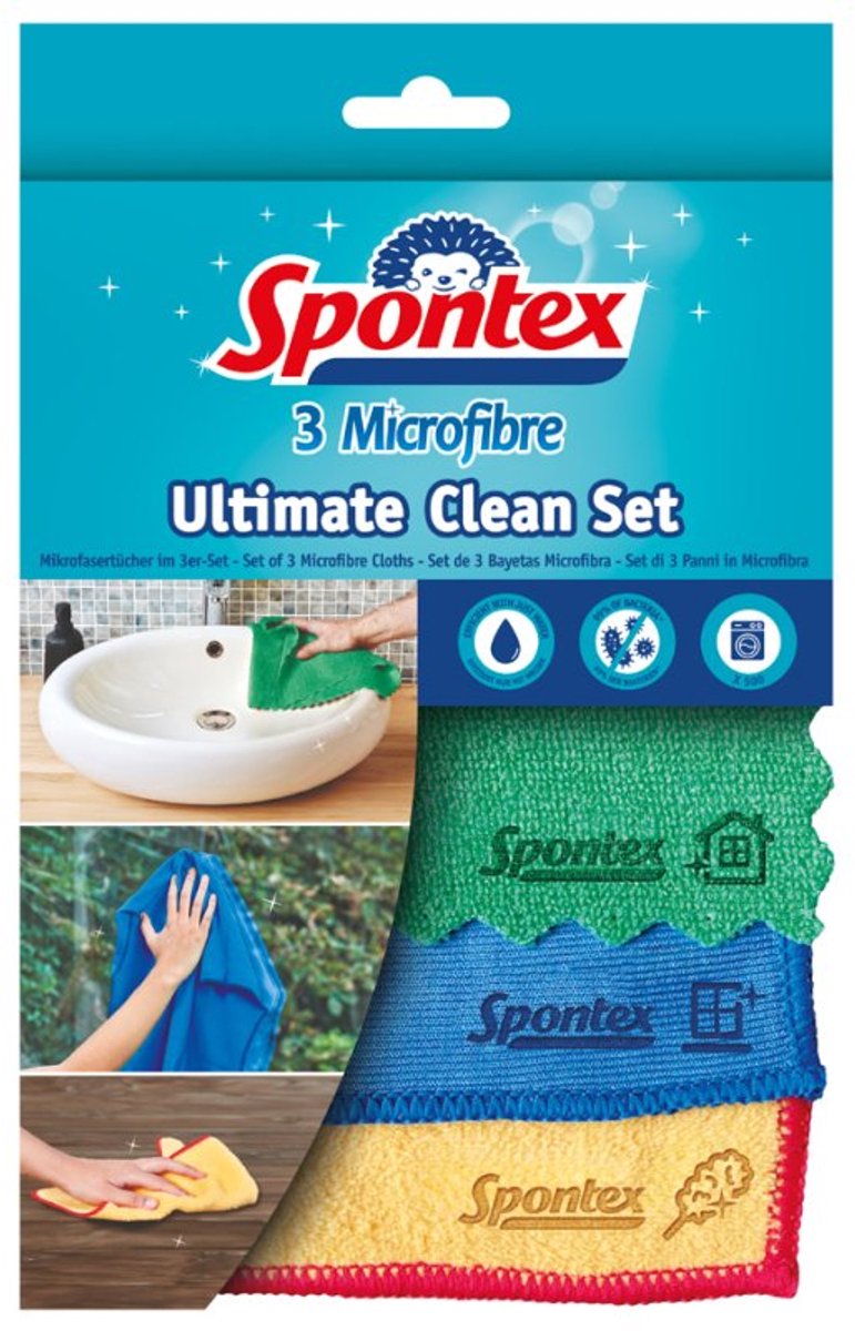 Spontex microvezeldoeken Ultimate Clean, allzweck/raam/stof, 3 stuks