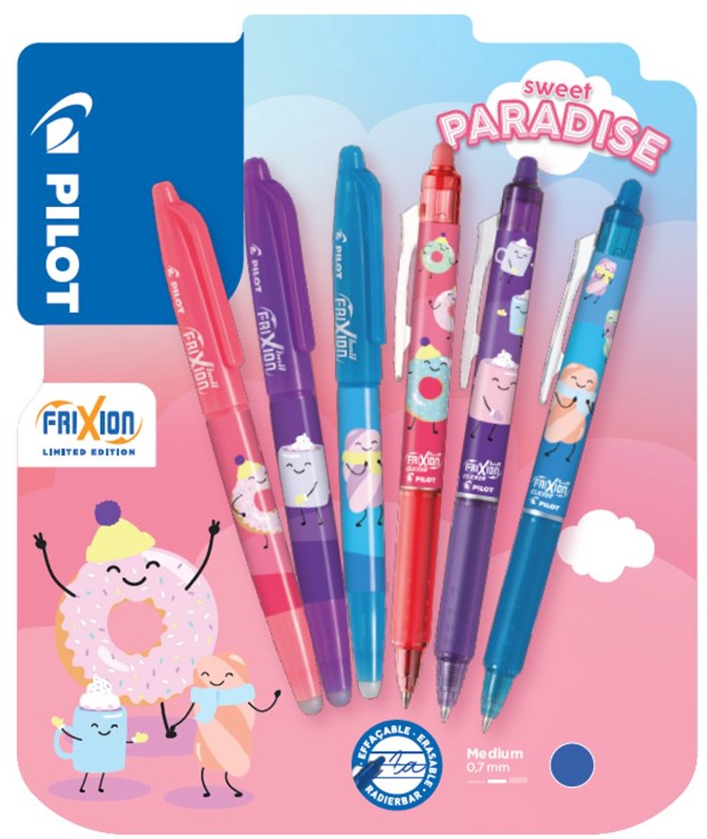 PILOT rollerpen FRIXION BALL 07 Fancy Winter, uitwisbaar, blauw, 6 stuks