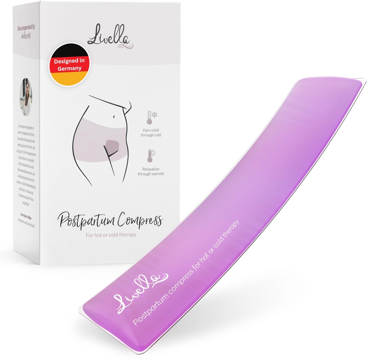 Livella Postpartumkompres met 12 beschermhulzen, warm- en koudeverpakking voor postpartumverzorging, pijnverlichting - ShopVlot