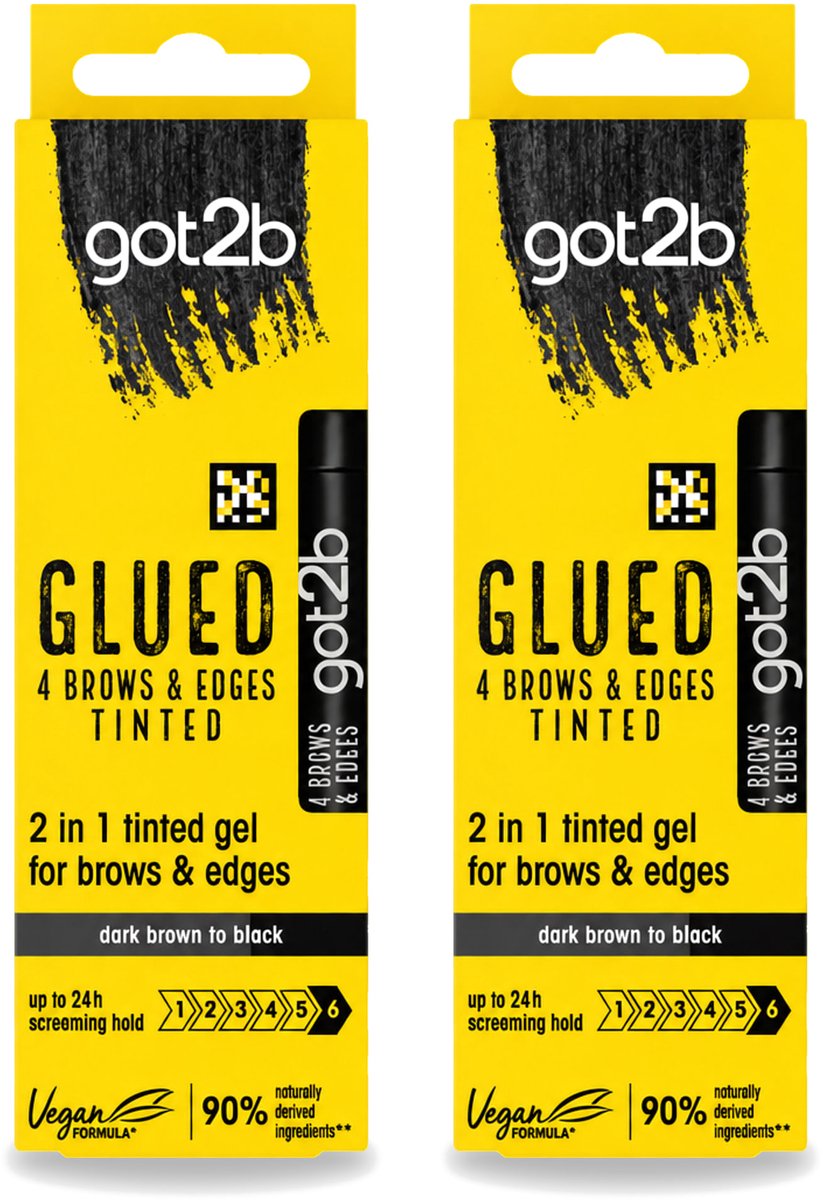 2 x Got2B - 2-in-1 Gel - Brows & Edges Zwart - 16 ml - Voordeelverpakking - 2 stuks