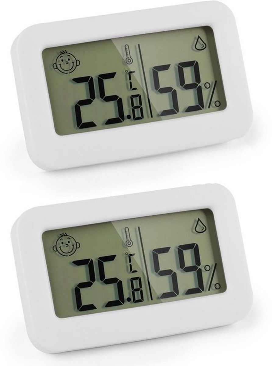 Mini hygrometers - Temperatuurmeter - Klimaatcontrole - Hoge precisiesensor - 5cm compact - Wit