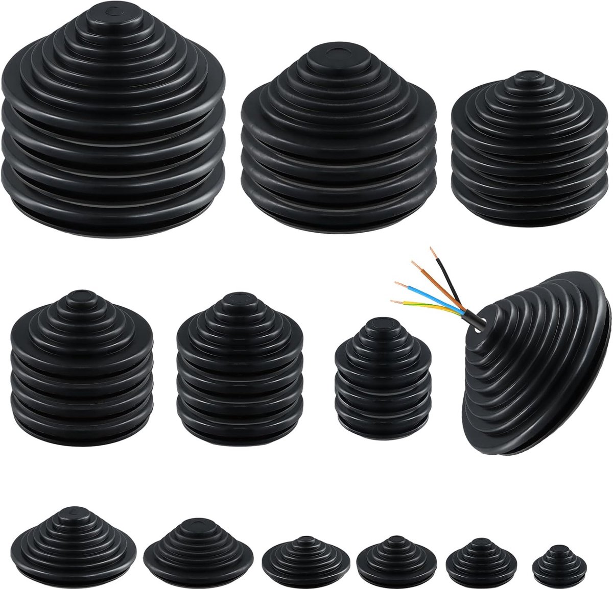 Rubberen oogjes 30 stuks - 6 maten 25-60 mm - flexibele rubberen kabeldoorvoeren - veilige grip voor kabels - ShopVlot