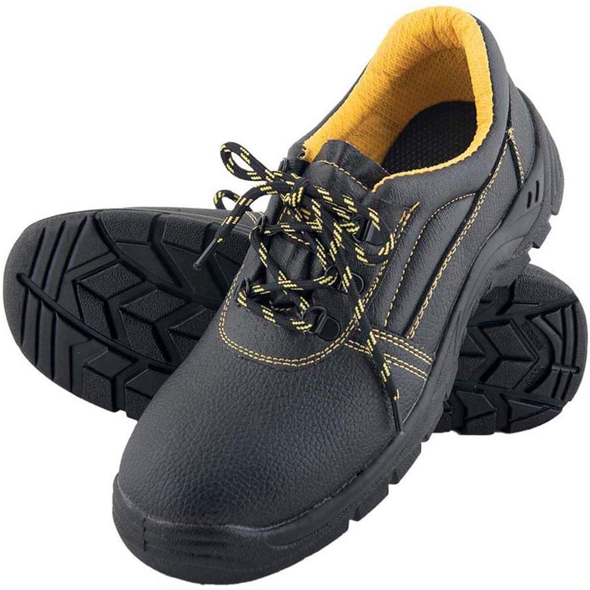 SnelShoppen - Veiligheidsschoenen zwart-geel maat 43 - Duurzaam, comfort, antislip, werk, bouw, buiten, heren, ideaal voor zware omstandigheden