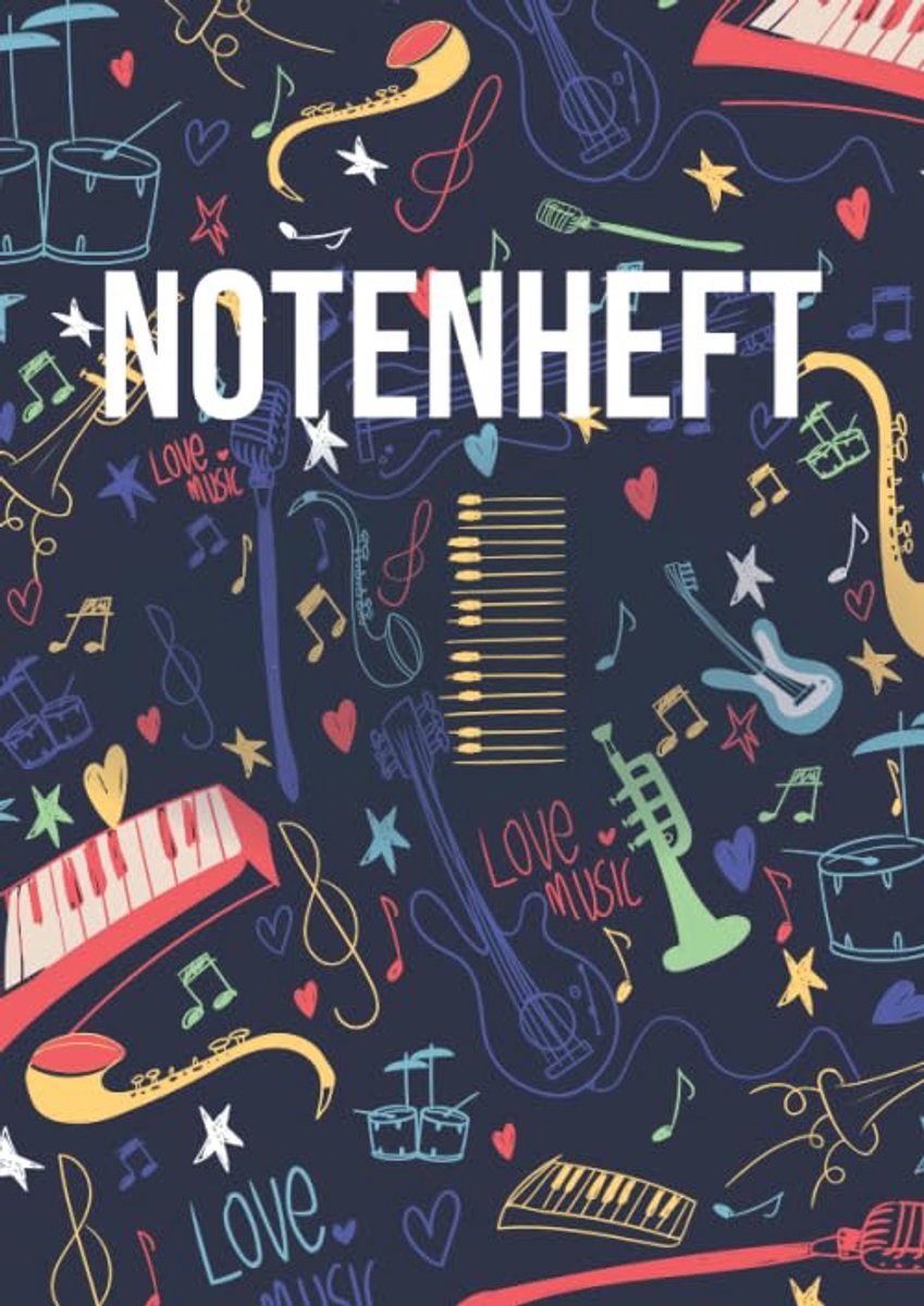 Notenheft: DIN A4 - 100 Seiten - Blanko Notenheft - Für Anfänger und Fortgeschrittene geeignet - Große Lineatur - ShopVlot