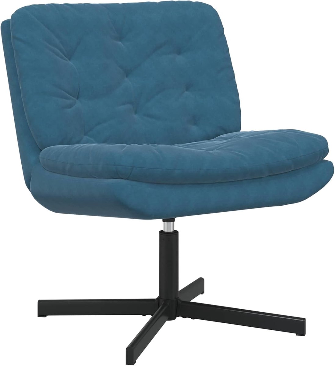 Fluweel, 360 graden draaibaar, loungestoel, ergonomische relaxstoel met metalen frame, blauw, 63 x 75 x 76 cm
