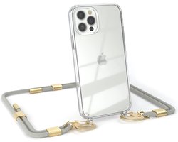 EAZY CASE - Compatible with iPhone 12/12 Pro mobile phone chains, transparent silicone case with stylish round strap - ShopVlot