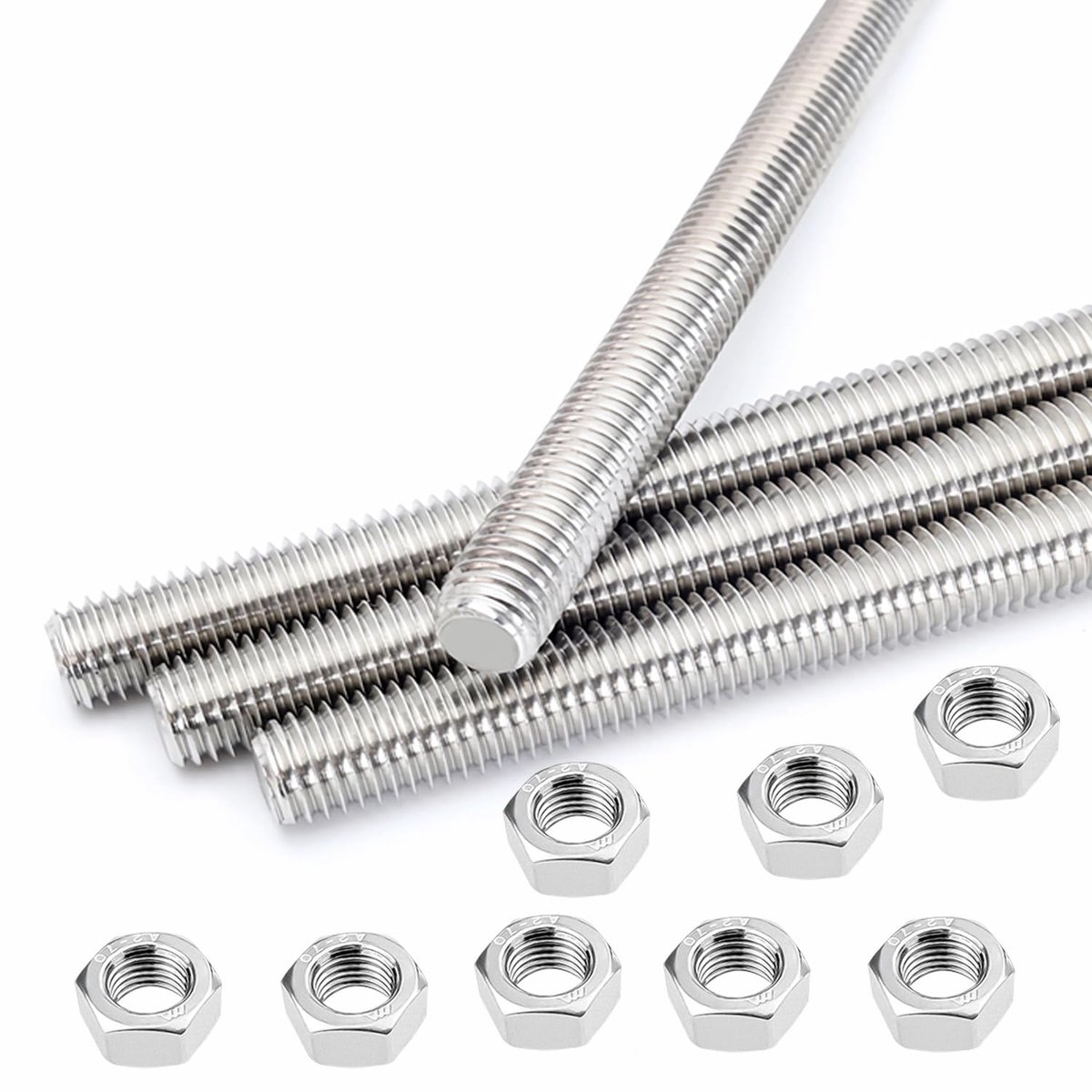 Threaded Rod M5 x 100 mm, Stainless Steel 410, 4 Pieces, Full Bar, Silver, for Veículos de Construção - ShopVlot