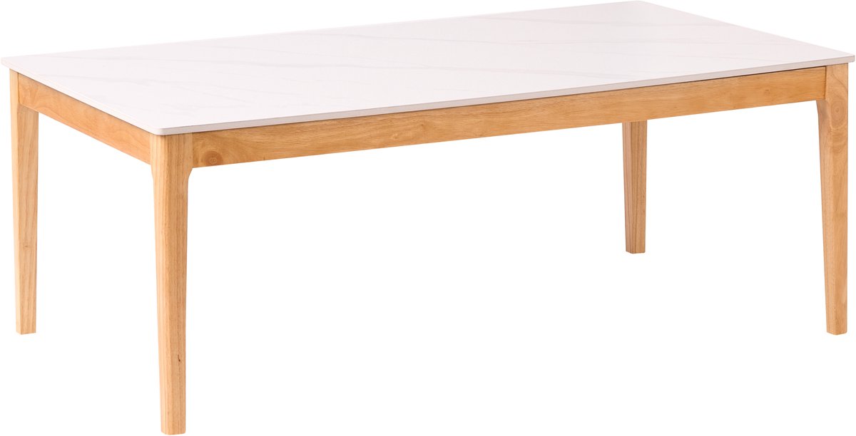 Beliani BONNEY - Salontafel - Wit/Lichtbruin - Rubberhout