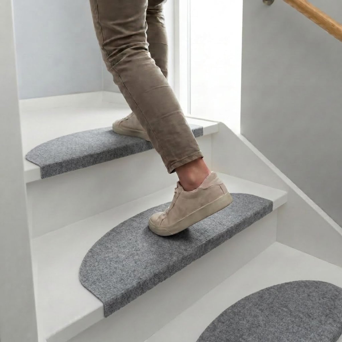 Stairmat Spurt Grey 15 Pieces 21x65cm hook 4cm - ShopVlot
