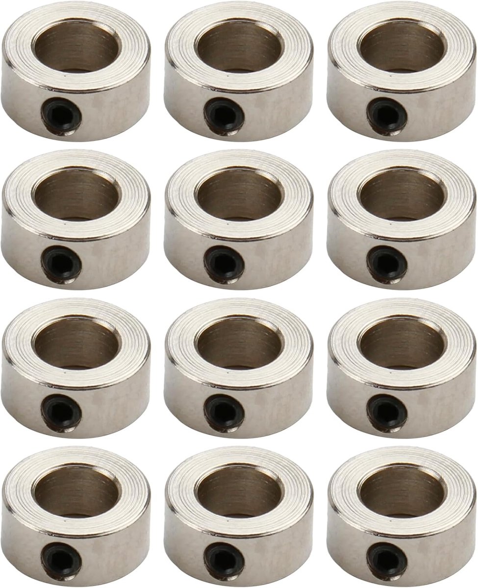 Pack of 12 6 mm Steel Retaining Washers with Threaded Security Depth Stop Rings for CNC and 3D Printers, Includes - ShopVlot