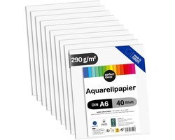 perfect ideaz 40 vellen FSC aquarelpapier DIN-A6 290 g, schilder- & tekenblok wit, waterverfkarton, watercolor paper - ShopVlot