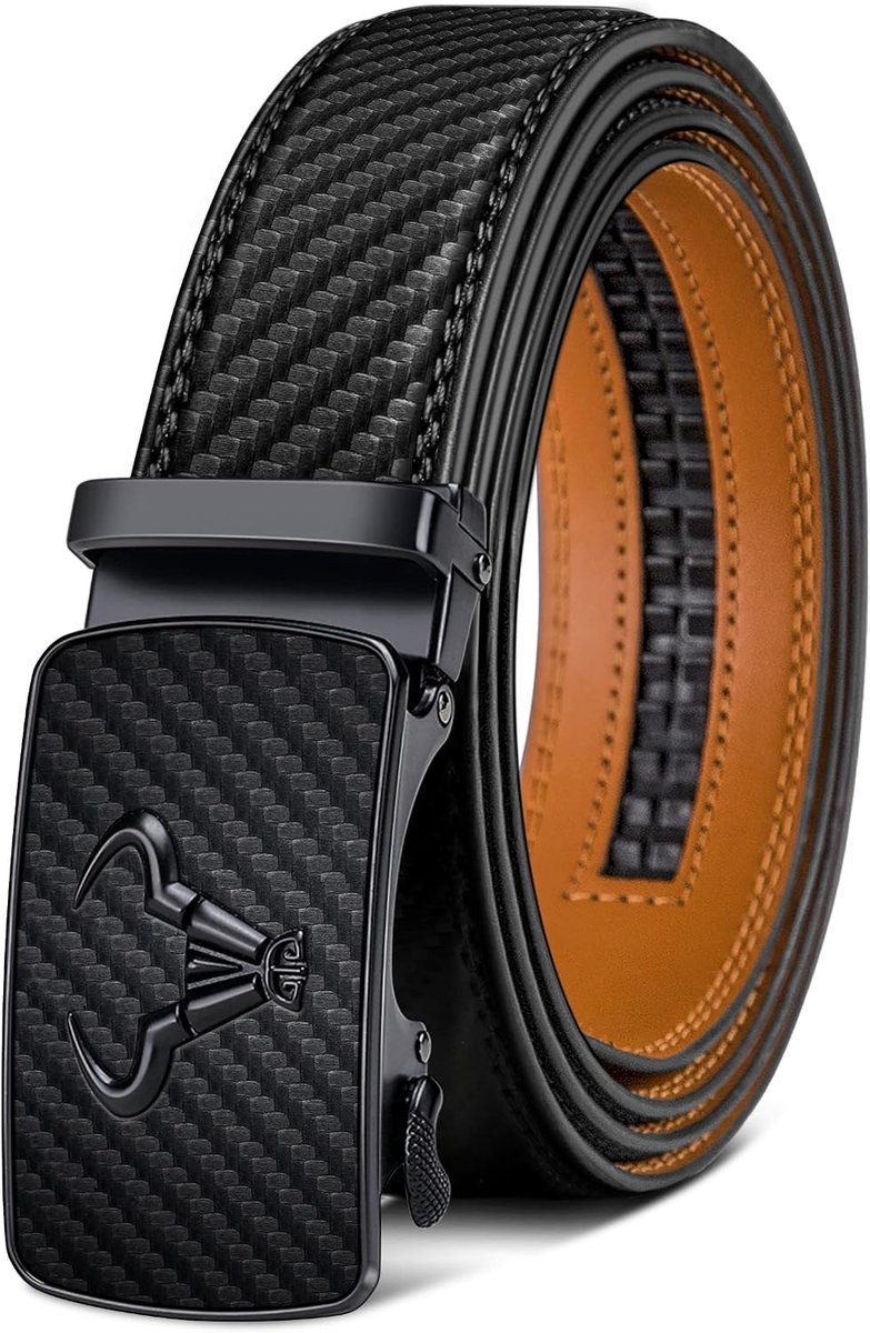 Leather Belt Men,KEMISANT Automatic Buckle Ratchet Belt With Zinc Alloy Buckle,Custom Cut - ShopVlot