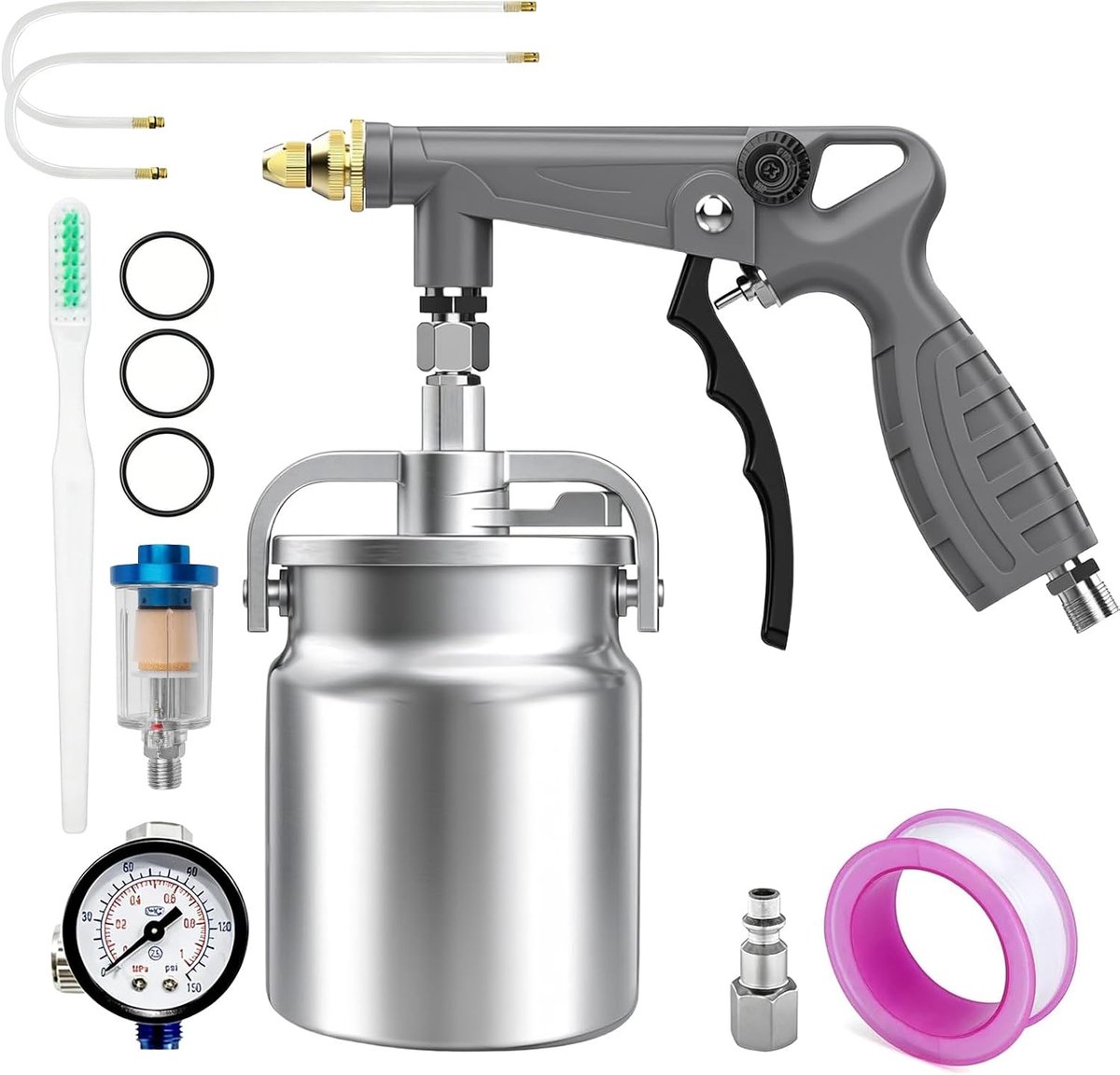 Pressure cup gun for car paint, 360 degree nozzle, adjustable air regulator, ideal for underbody body protection and - ShopVlot