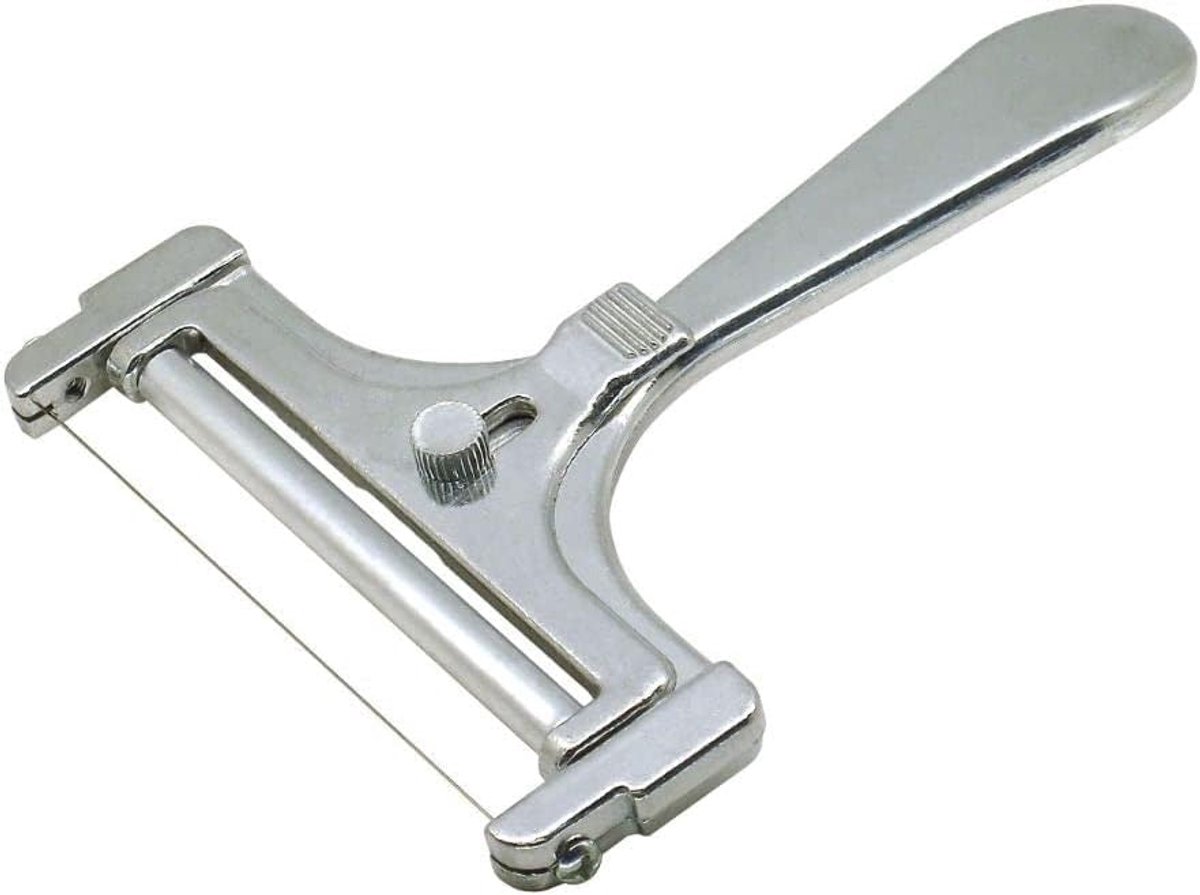 Kaassnijder - met rollen en snijdraad - Snijder - aluminium en roestvrij staal - grijs -15 cm