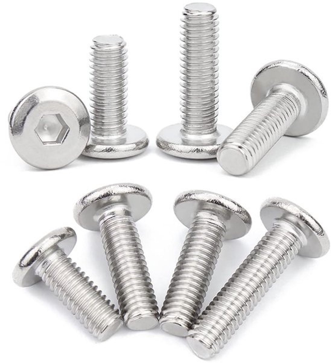 Meubelschroeven en inbusbouten - Machineschroeven met lenskop - Voor meubelmontage en doe-het-zelf - Duurzaam roestvrij staal - M6 x 10 mm, 20 stuks - Zilverkleurig