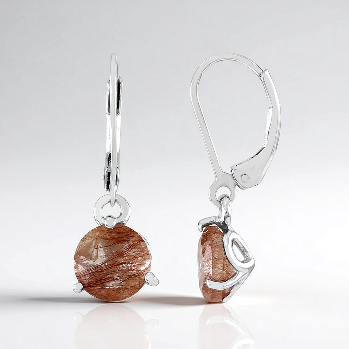 Cavill - Zilveren oorbellen 925 sterlingzilver - Koperkleurige rutielkwarts rondgeslepen 3,13 ct - Elegante lichtgewicht clip oorbellen uit Brazilië