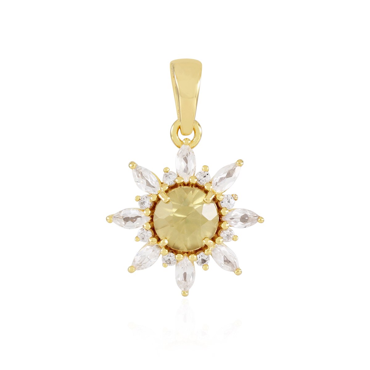 Cavill - Zilveren hanger - 925 Sterling Zilver Verguld - 1,311 ct Gele Zirkoon Ronde Briljant en Marquise geslepen - Stervormig Elegant Sieraad