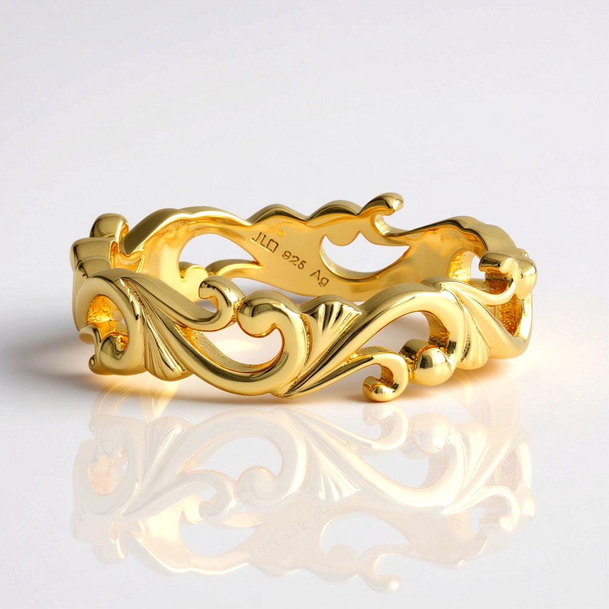Cavill - Elegante 925 Sterlingzilver Damesring - 18K Goud Verguld - Filigrain Design - Stijlvolle Modieuze Ring 21x21 mm