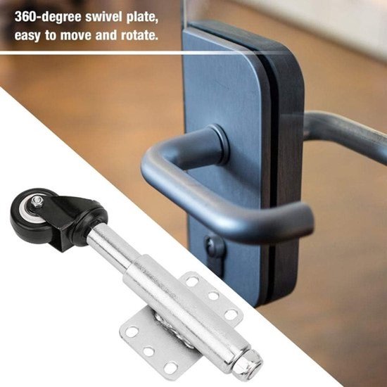 Zwenkwiel met rem - Verend poortwiel - Automatische hoogteaanpassing - Schokabsorberend - PU - 50 mm wiel - Zwart/zilver — afbeelding 2