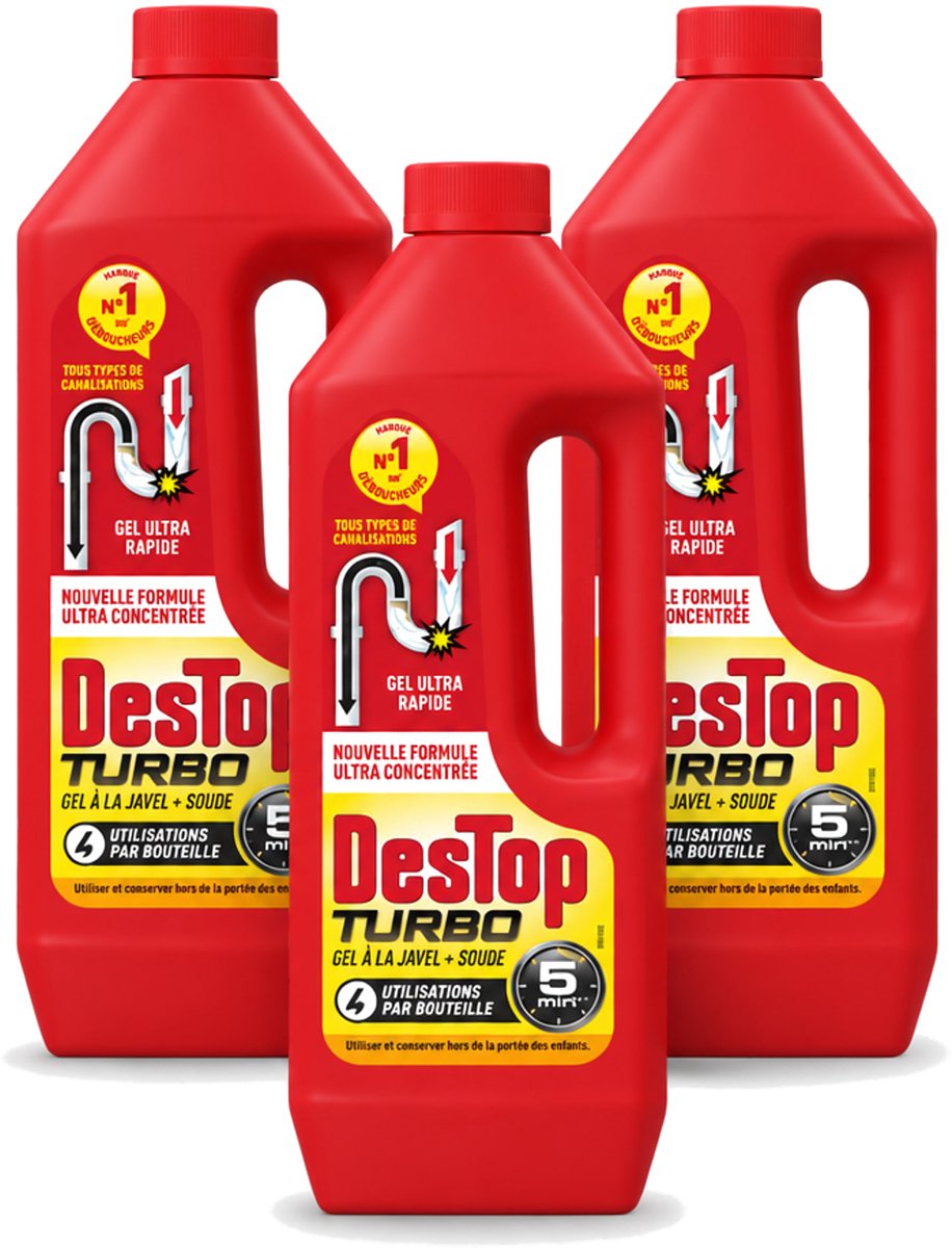 3 x Destop - Ontstopper - Turbo Gel - 1 L - Voordeelverpakking - 3 stuks
