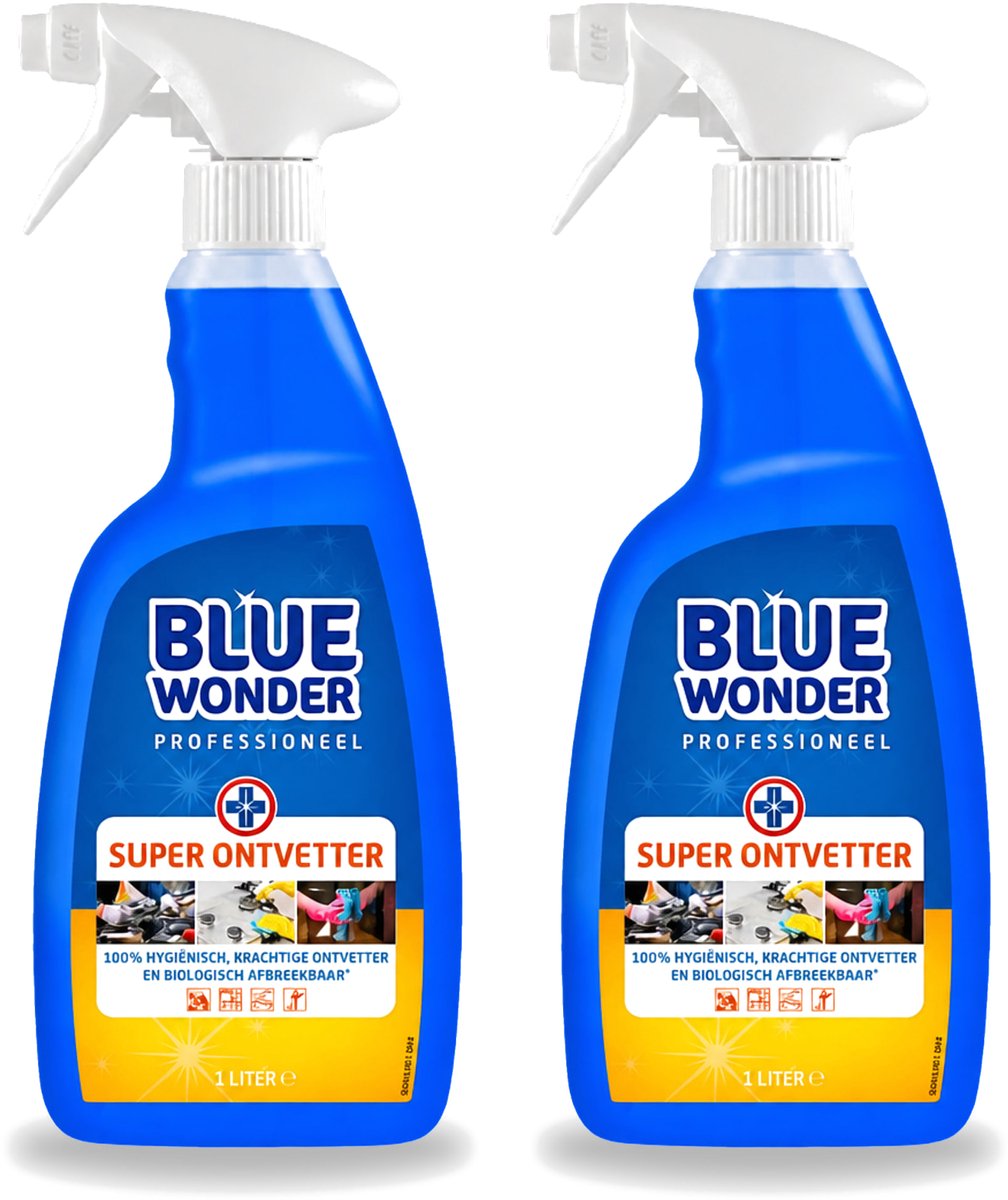 2 x Blue Wonder - Professioneel Superontvetter - Spray - Krachtige Ontvetter - 1 Liter - Bulkverpakking - 2 stuks