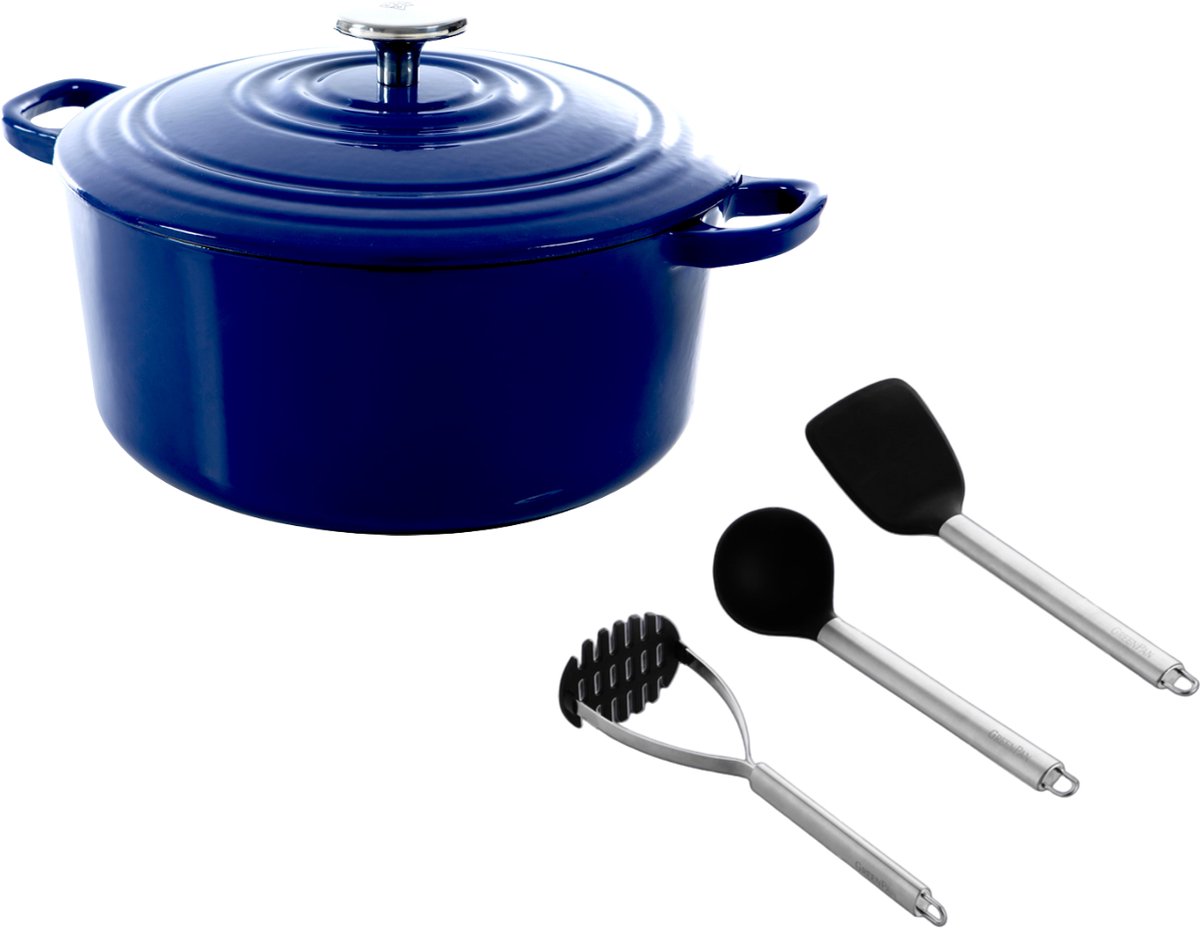 Bourgogne royal blue met spatel set 24