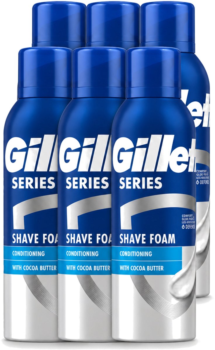 6 x Gillette - Series - Scheerschuim - Met Cacaoboter - 250 ml - Voordeelverpakking - 6 stuks