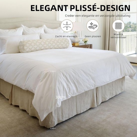 Matrasrok 160 x 200 cm: verdikte, zachte opgeruwde bedrok vloerlengte met 30 cm overhang, effen kleur, beschermt het - ShopVlot — afbeelding 2