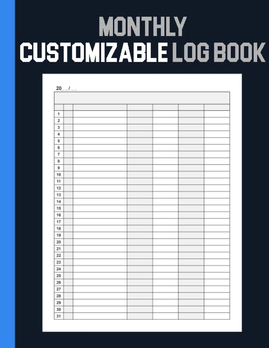 Monthly Customizable Log Book: for Small Business or Personal, 7 Column, 150 Pages to Track Income and Expenses - ShopVlot