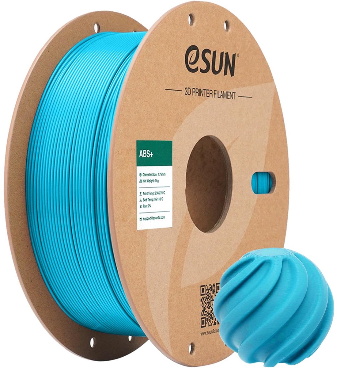 eSUN ABS+ Filament 1.75mm, ABS Plus Gloeidraad 1kg Licht Blauw - ShopVlot