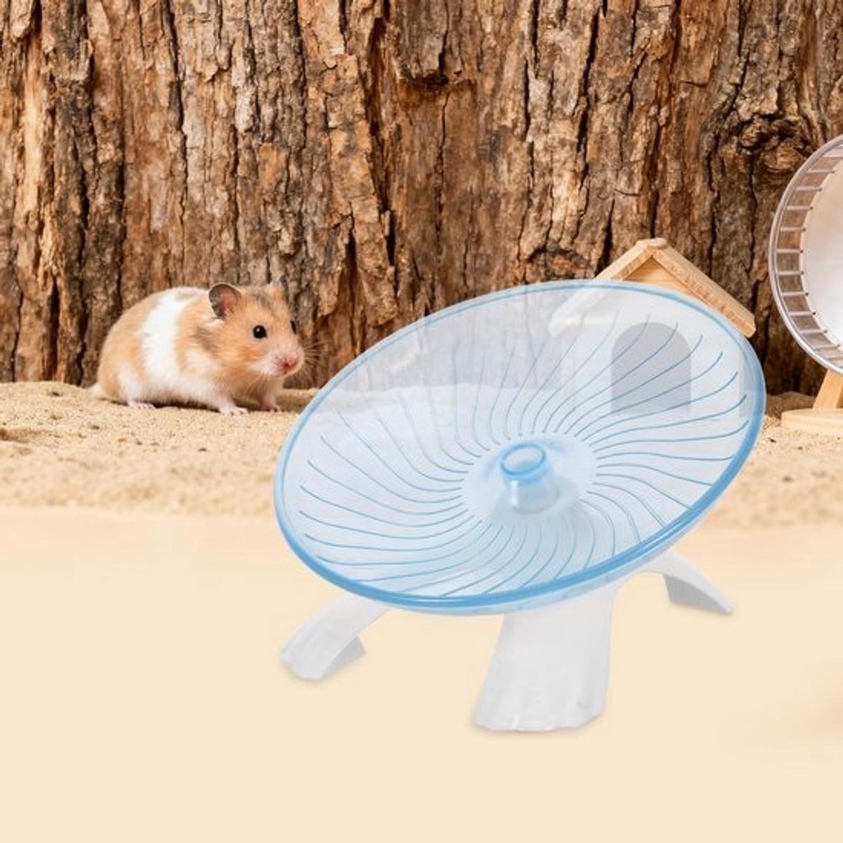 Hamstertrainingswiel - Loopwiel in vliegende schotelvorm - Voor actief blijven binnenshuis - Ultrastil ontwerp - 17.9 x 17.9 x 11.6 cm