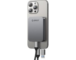 256GB Draagbare SSD met Magnetische Bevestiging, 4K 120fps ProRes HDR Opname, USB 3.0 tot 460MB/s, Geschikt voor iPhone 16/15 Pro Max en Computer, Inclusief 2-in-1 Kabel