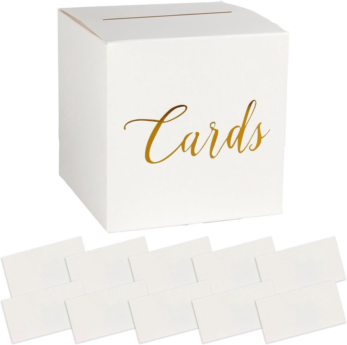 MOLIMOLI Boîte à Enveloppes de Mariage et Baptême - aux Lettres Carrée 22cm en Carton avec Impression "Merci" Dorée - ShopVlot