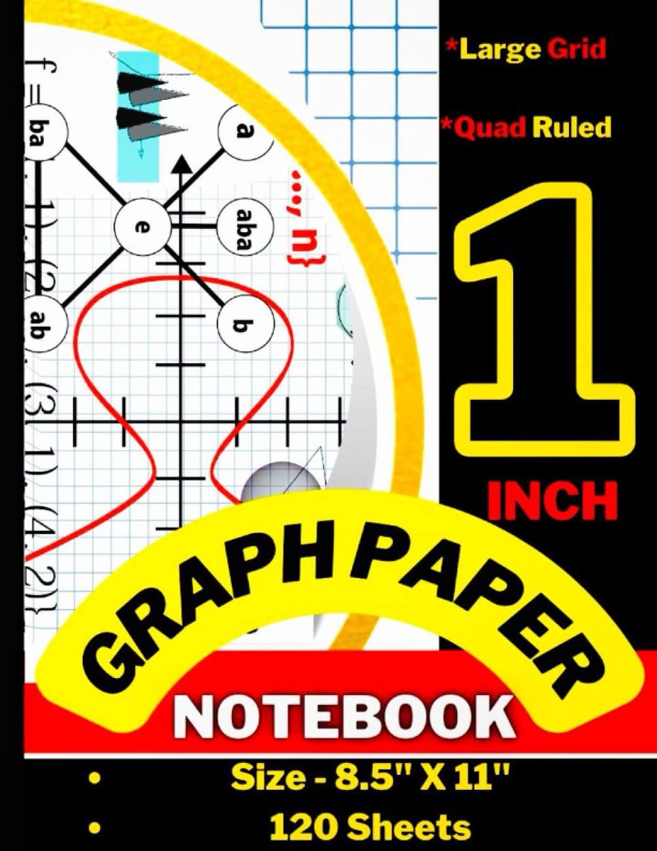 1 Inch Graph Paper: Composition Notebook Large Grid Lined Grade(4x4 Square) 120 Sheets Quad Ruled Workbook - ShopVlot