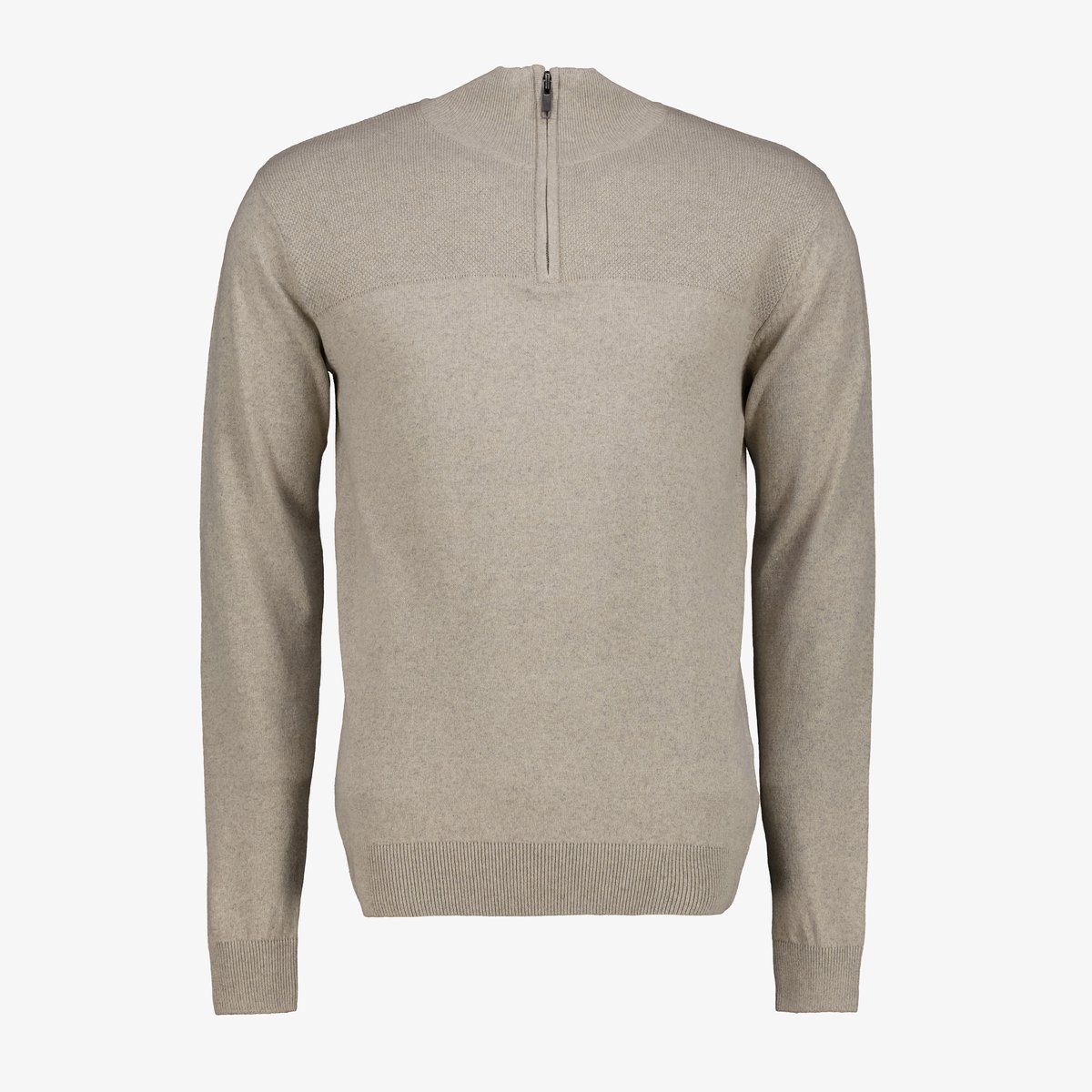Unsigned heren trui met korte rits beige - Maat 3XL